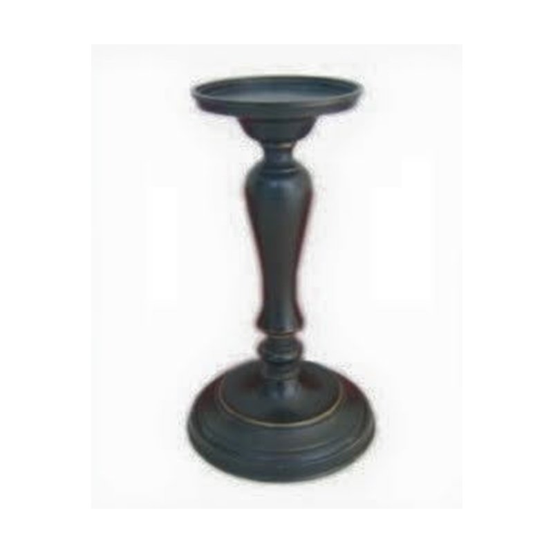 Turned pillar candle stand, bronze finish