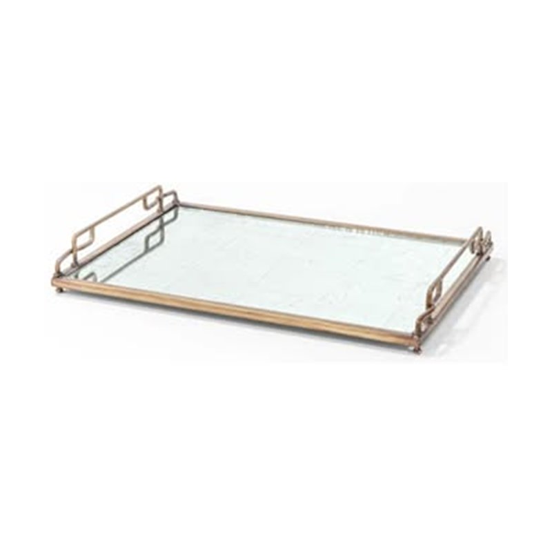 Mirror tray with brass handles