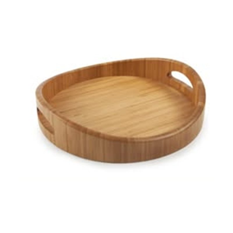 Round bamboo serving tray