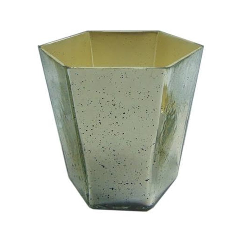 Hexagonal mercury glass votive